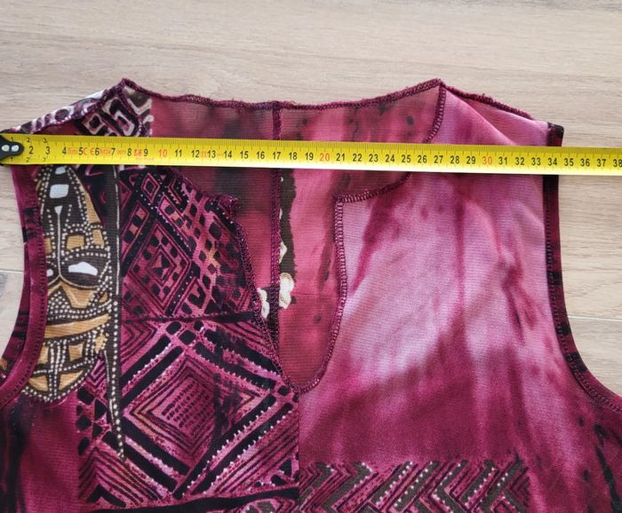 Débardeur bordeaux rose motifs africains Taille 34 - photo numéro 6
