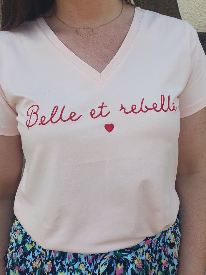 T-shirt Belle et rebelle rose saumon Taille L - photo numéro 3