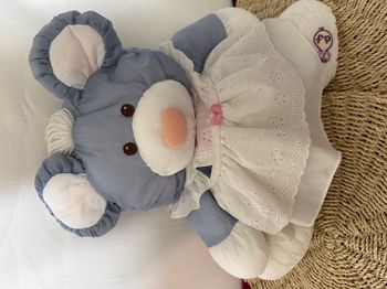 Peluche Puffalump souris bleu blanc robe FISHER PRICE 1986