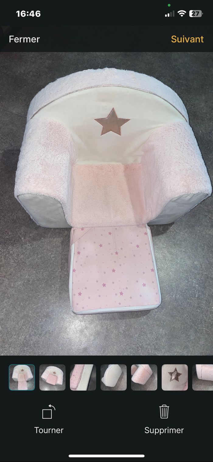Fauteuil / Chauffeuse Enfant Étoile Rose douce. - photo numéro 2