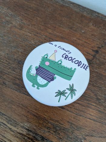 Miroir rond de poche crocodile