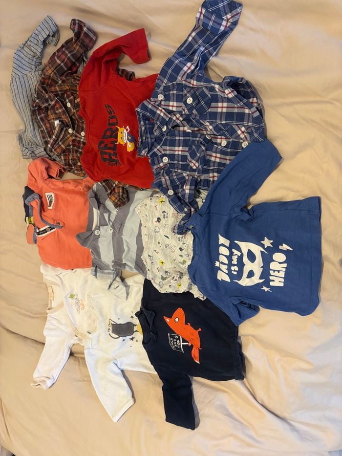 Lot de t-shirts manches longues et chemises 3 mois garçon - photo numéro 2