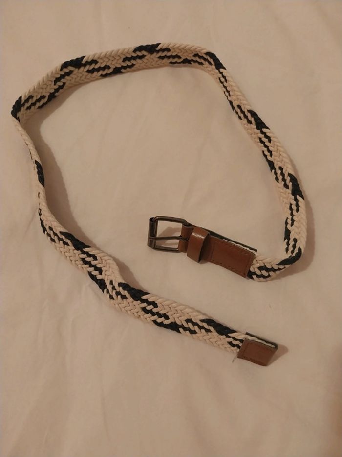 Ceinture enfant tresse bleu marine / beige - photo numéro 1