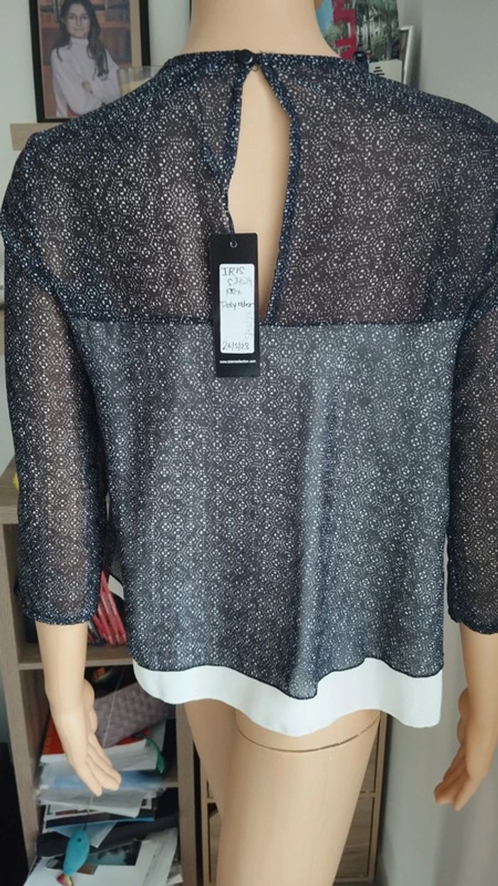 Blouse noire et blanche femme taille s - photo numéro 8