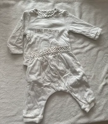 Ensemble blanc garçon coton 3 mois