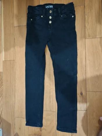 Jean slim noir fille TAO (Tape à l’Œil) 7 ans (122 cm) 👧 Boutons dorés, confortable