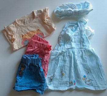 Lot de 2 shorts+ robe et bandeau+ t shirt