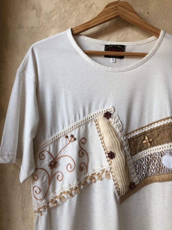 T-shirt beiges vintage Adda L - photo numéro 3