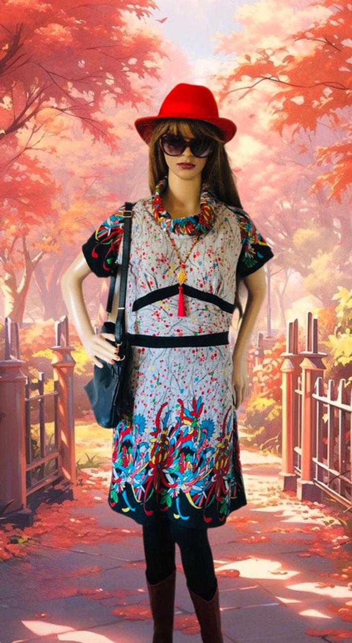 🩶🌹Robe d’automne gris multicolore Smash original multicolor dress🌹🩶 - photo numéro 4