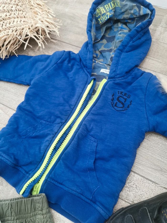 🍌Veste capuche IKKS 12mois bleu camouflage🍎 - photo numéro 3