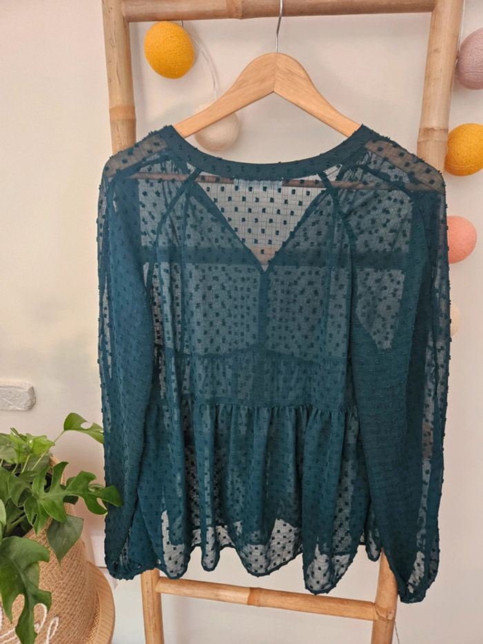 Blouse plumetis vert émeraude T42 - photo numéro 2