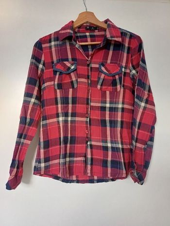 Chemise à carreaux bordeaux S