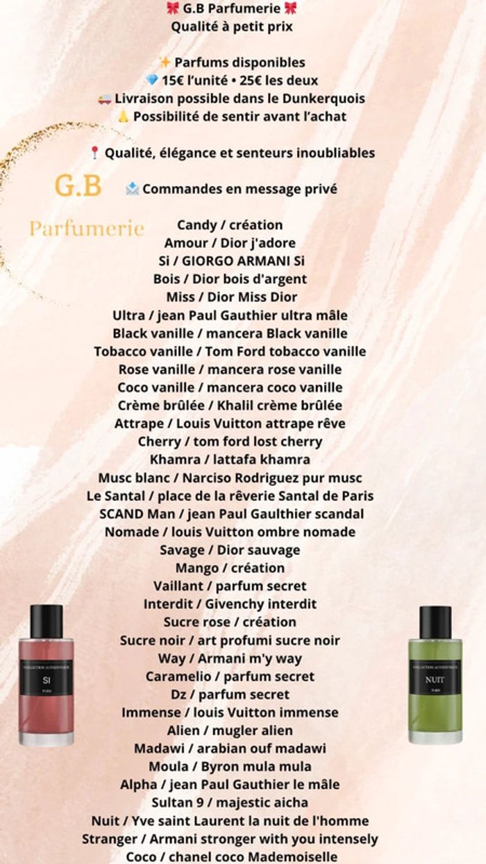 Parfums collection authentique et spray d'ambiance