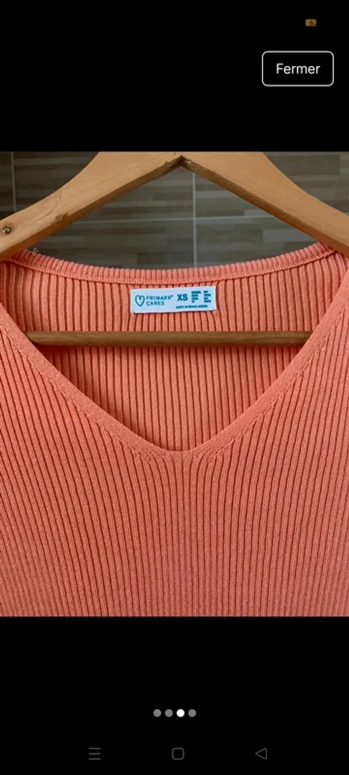 Pull col V corail - photo numéro 3