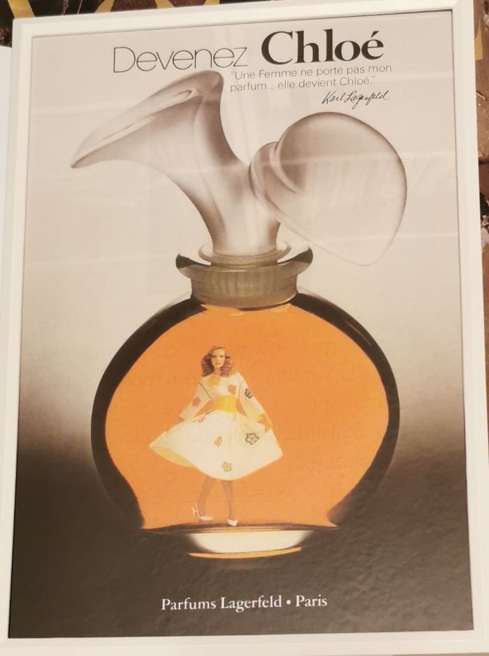 Cadre ancienne publicité Chloé Karl lagerfeld début années 80 vintage - photo numéro 2