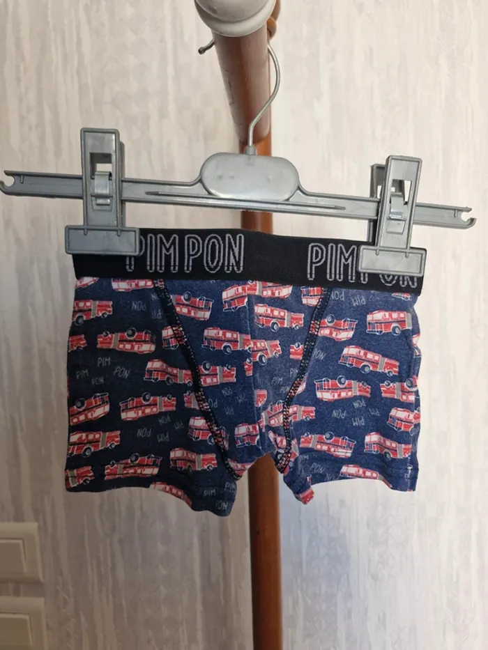 Boxer garçon 2-3 ans Tissaia motif camions de pompiers coton élasthanne