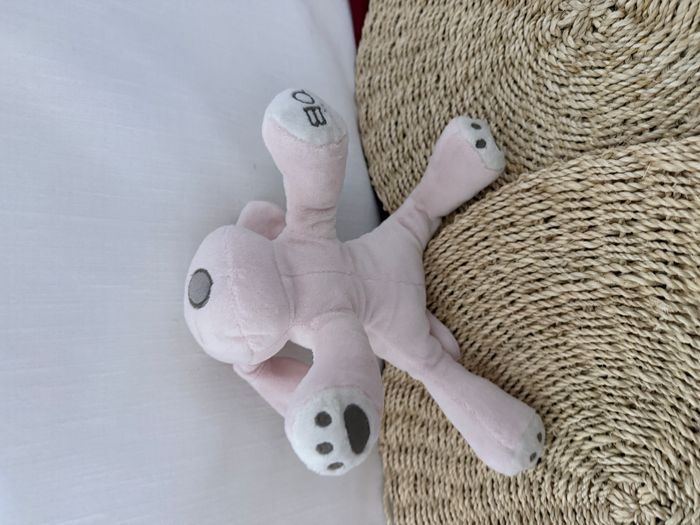 Doudou chien couché rose cocard blanc OBAIBI - photo numéro 6