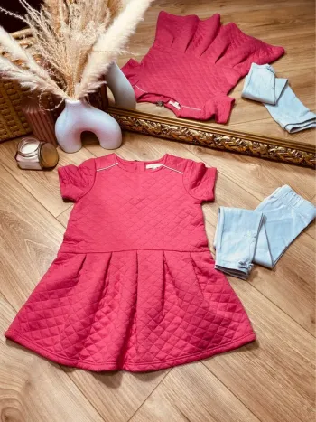 Taille 5 ans robe fille Vertbaudet rose grise * molletonné * 🩷