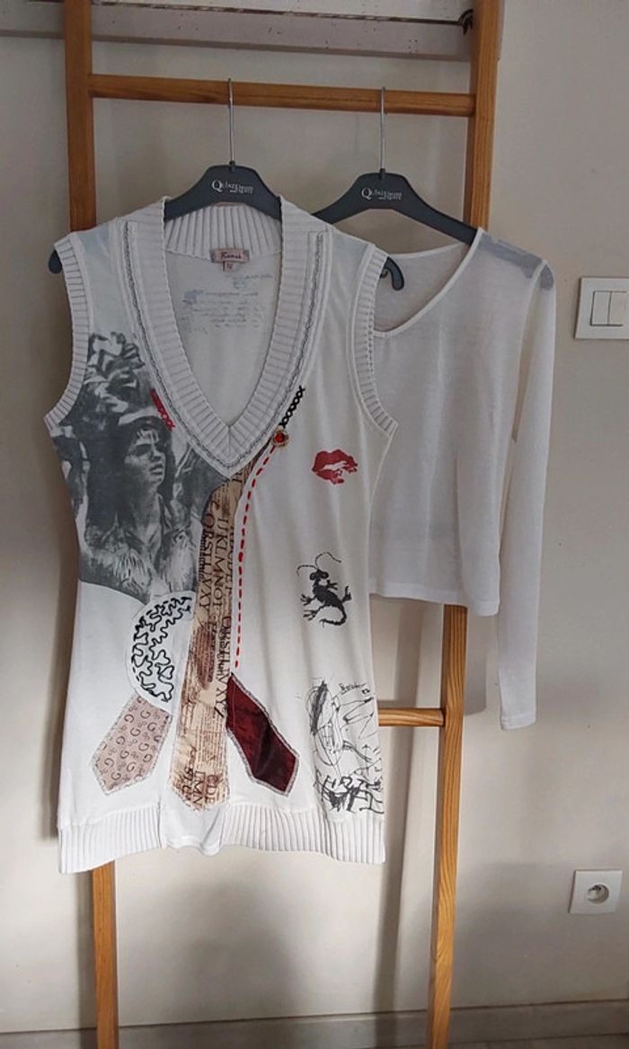 Ensemble débardeur et pull fin en voile Remake T Unique idéal du 36 au 40