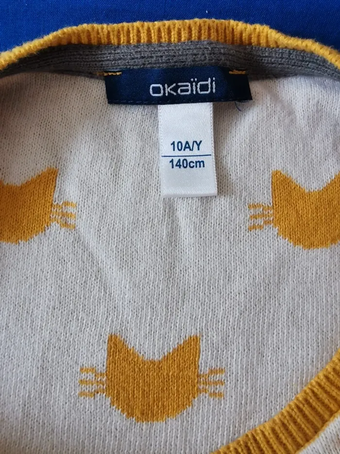 Pull avec des chats jaune blanc okaidi - photo numéro 5