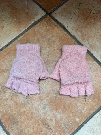Mitaines moufles vieux rose taille unique