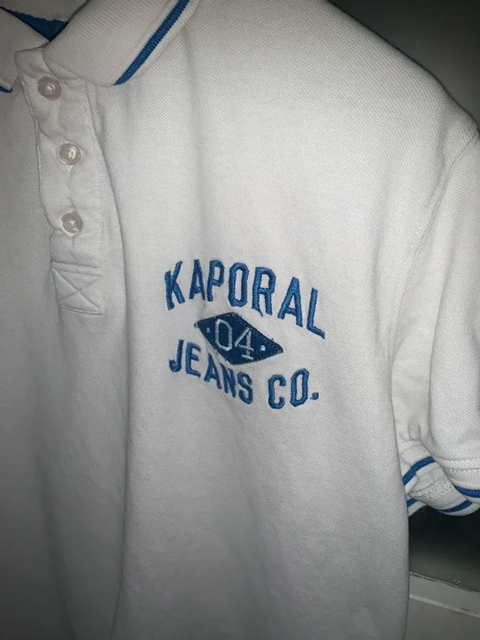 Polo blanc Kaporal 04 homme logo bleu vintage - photo numéro 2