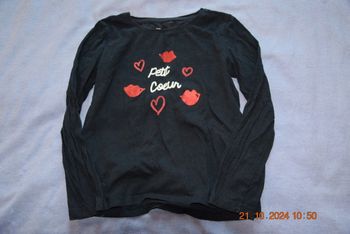 Sous pull fille 5 ans marine cœur rouge