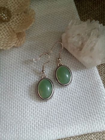 Boucles d'oreilles argentées et vertes