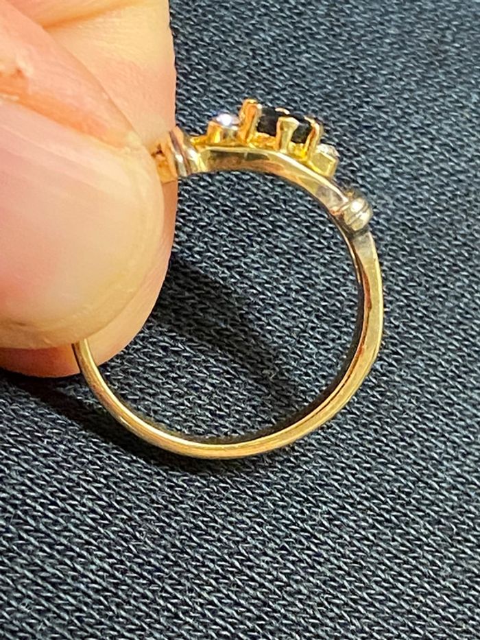 Jolie bague en plaqué or avec pierres noire et blanches T. 55 femme TBE - bijoux fantaisie - photo numéro 11