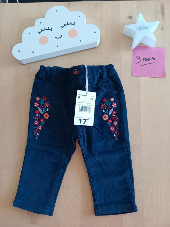 Pantalon velours 9 mois dpam fleurs