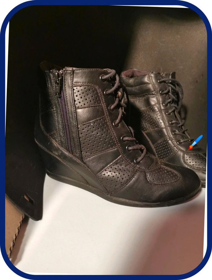 bottine talon compenser taille 39 noir - photo numéro 2