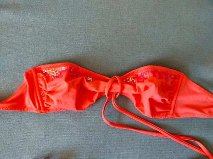 Bikini 2 pièces orange fluo – Haut 85 / Bas 38 – Neuf avec étiquette - photo numéro 8