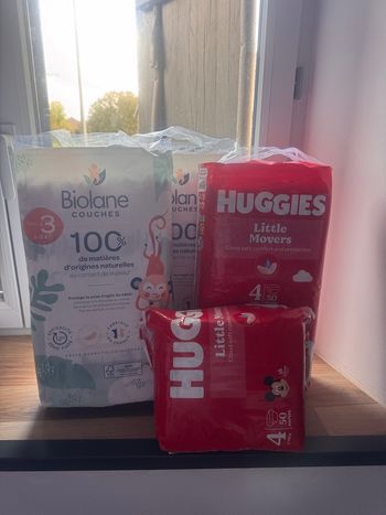 Couches taille 3 Biolane et Huggies