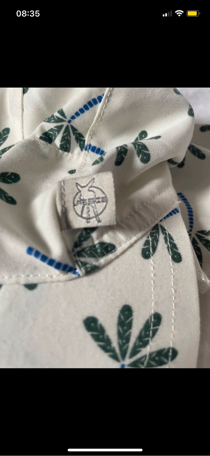 Chapeau casquette protège nuque anti UV bébé 3 6 mois Lassig blanc palmiers - photo numéro 2