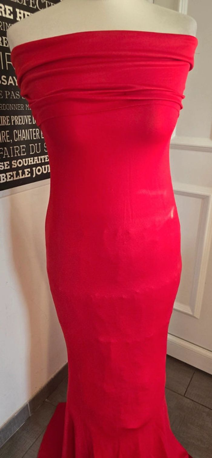 Robe longue cocktail, soirée sirène,  bandeau rouge taille M - photo numéro 2