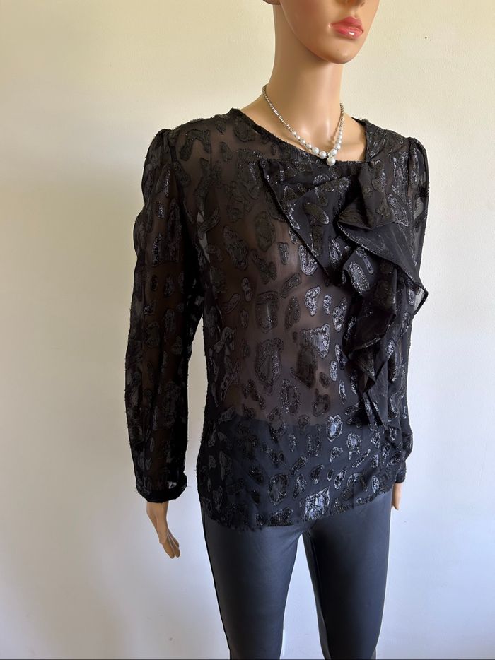 Blouse transparente noire et brillante Bisou’s Project taille L jamais portée - photo numéro 2