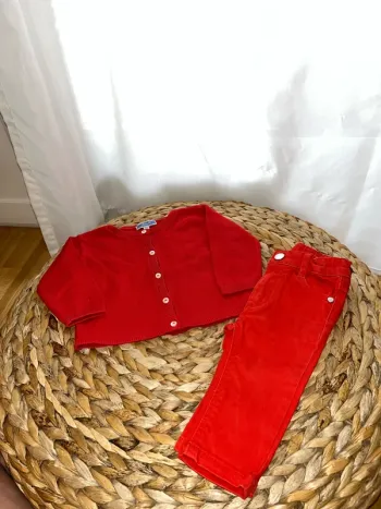 Ensemble pantalon gilet rouge Jacadi 6 mois 67cm