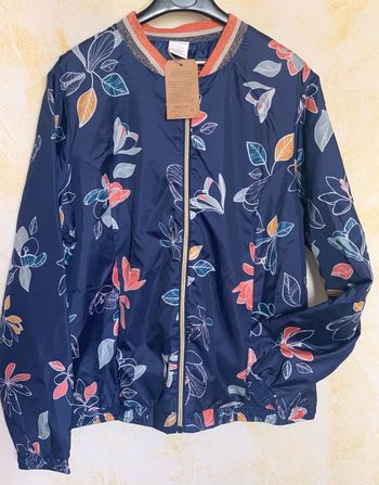 Veste légère bleu marine, imprimé fleurs Nathalie Andersen by Damart Taille 42/44 M
