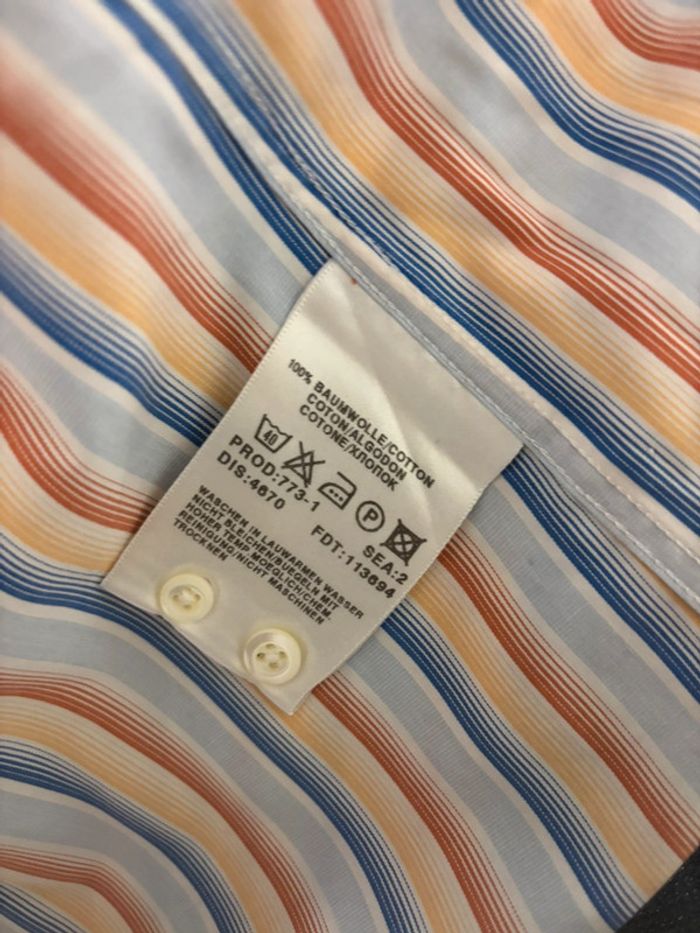 Chemise Hugo Boss homme - Taille 42 - Bleu et orange - photo numéro 9