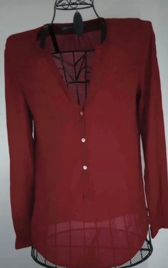 Blouse bordeau zara - photo numéro 3