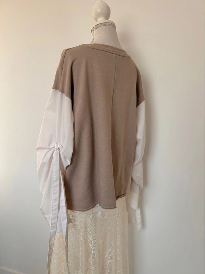 Sweat zara chemise camicia t-shirt camisa noeud M Maglia blouse haut folder blusa blouse t-shirt - photo numéro 2