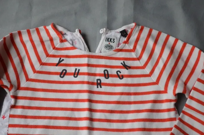 T-shirt IKKS Fille Rayé Étoiles Rouge & Blanc 5 ans - photo numéro 2