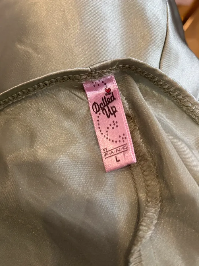 Nuisette satin vert amande avec dentelle – Dolled Up by Fanc, taille L - photo numéro 6