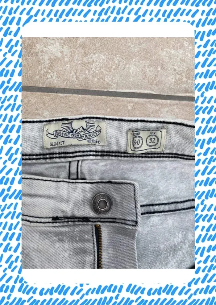 Jean slim fit Celio 40 blanc gris clair - photo numéro 5