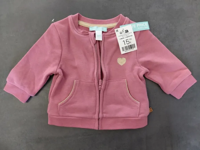 Gilet rose 3 mois neuf 59 cm Obaïbi