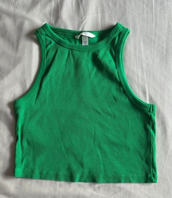 ​H&M Débardeur Crop Top Coton Vert Très bon état S