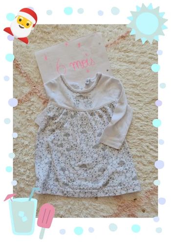 pull manche longue fille 6 mois blanc et gris imprimé motif