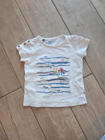T-shirt blanc motif mer taille 3 ans