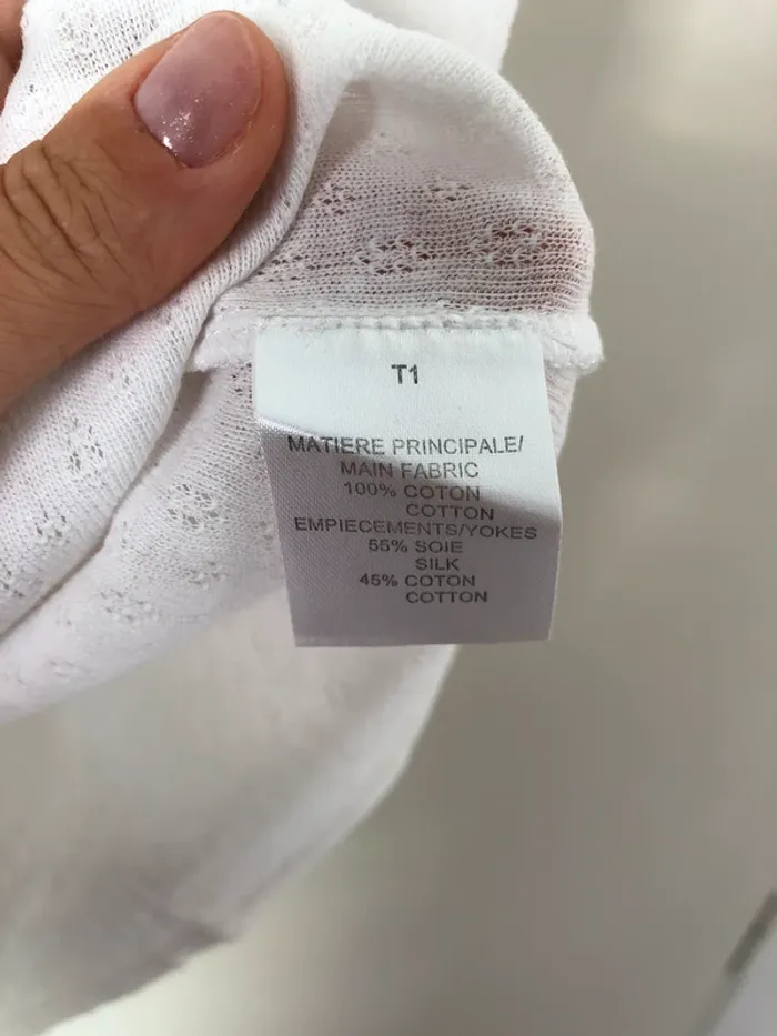 T-shirt blanc coton et soie Caroll taille S comme neuf - photo numéro 3