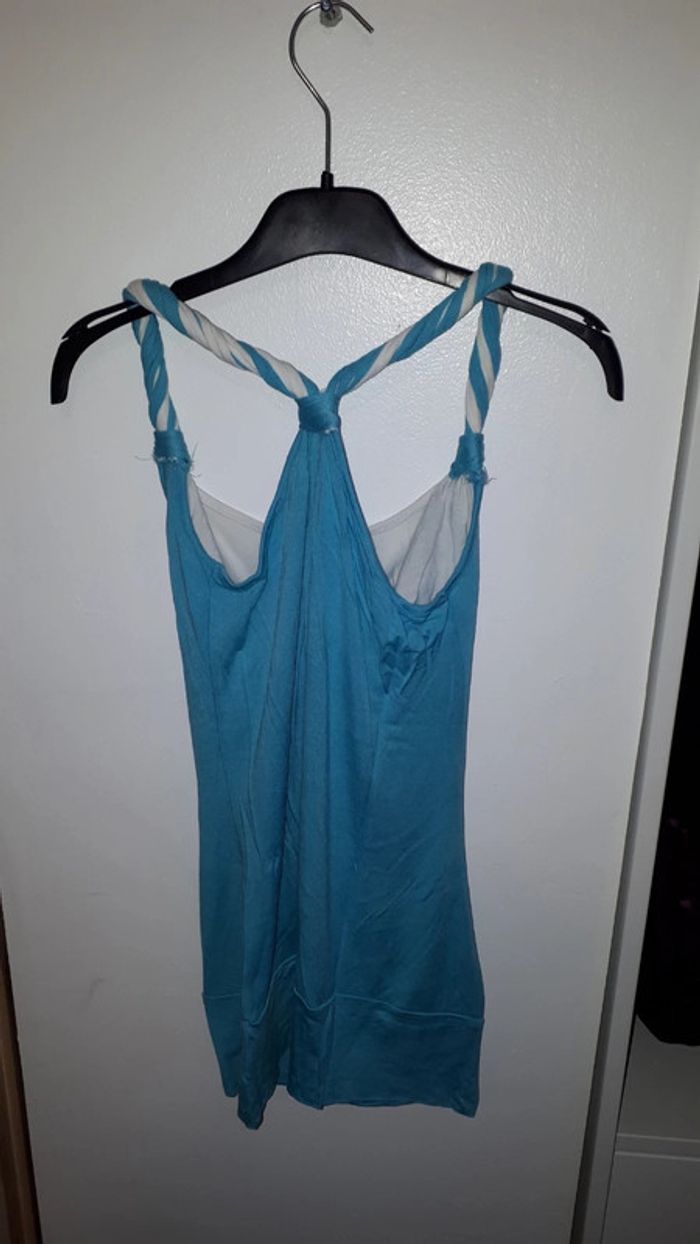 Débardeur turquoise et blanc - photo numéro 2